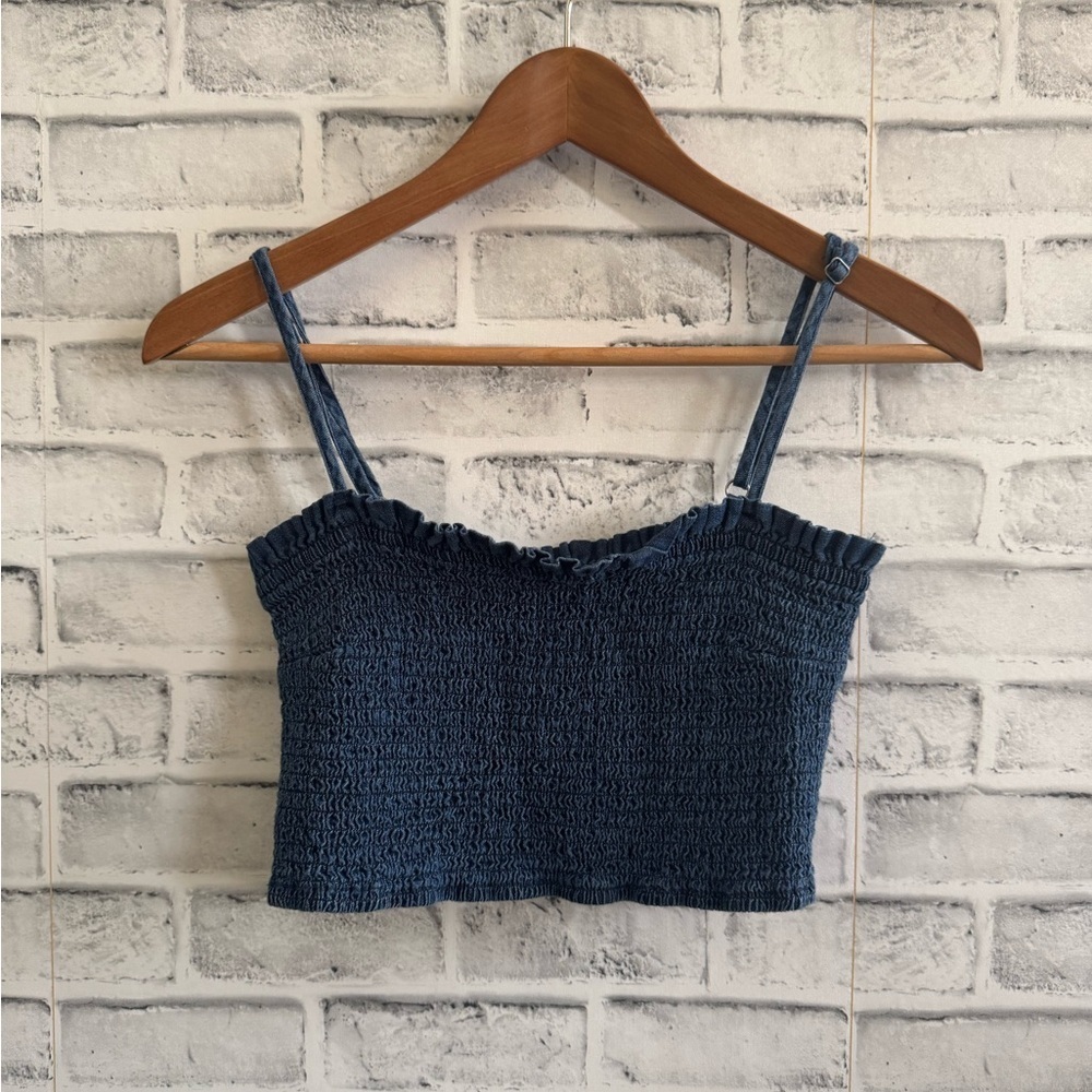 Abercrombie & Fitch Jean colored smocked crop top Size Large